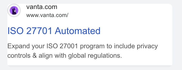 Vanta Google Ads example 2