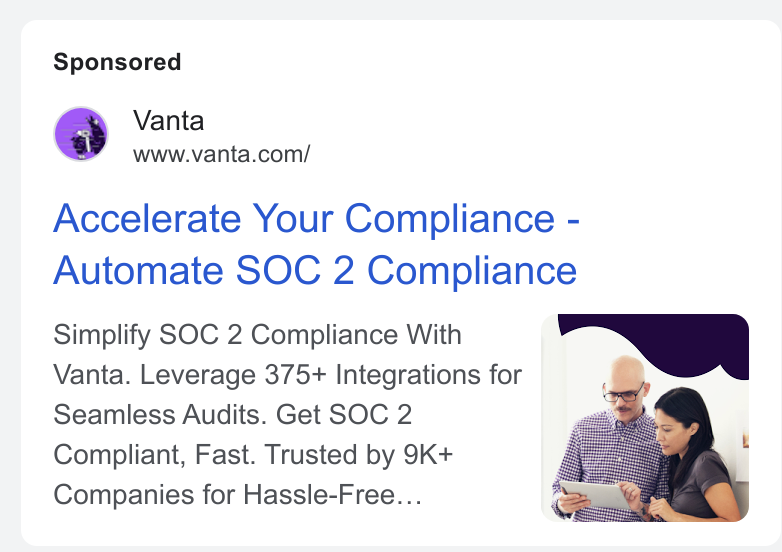 Vanta Google Ads example 1