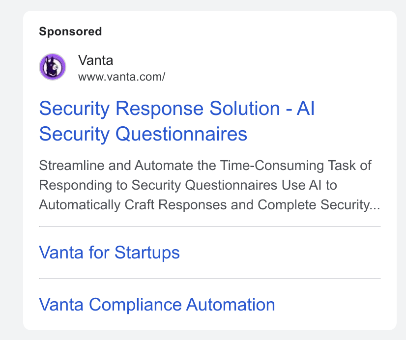 Vanta Google Ads example 3